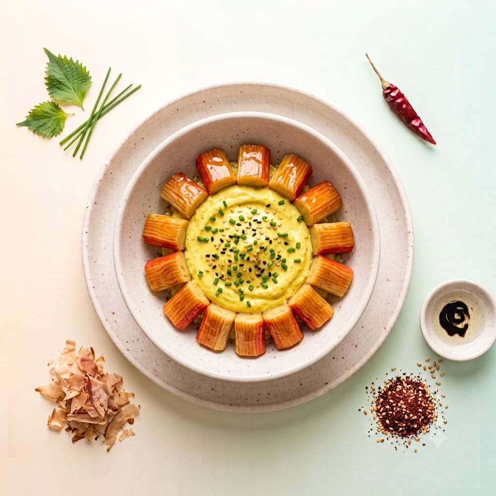 Bâtonnets de surimi et tartinade de fromage blanc au curry