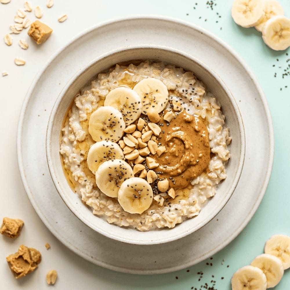 Bowl flocons d'avoine, banane et beurre de cacahuète