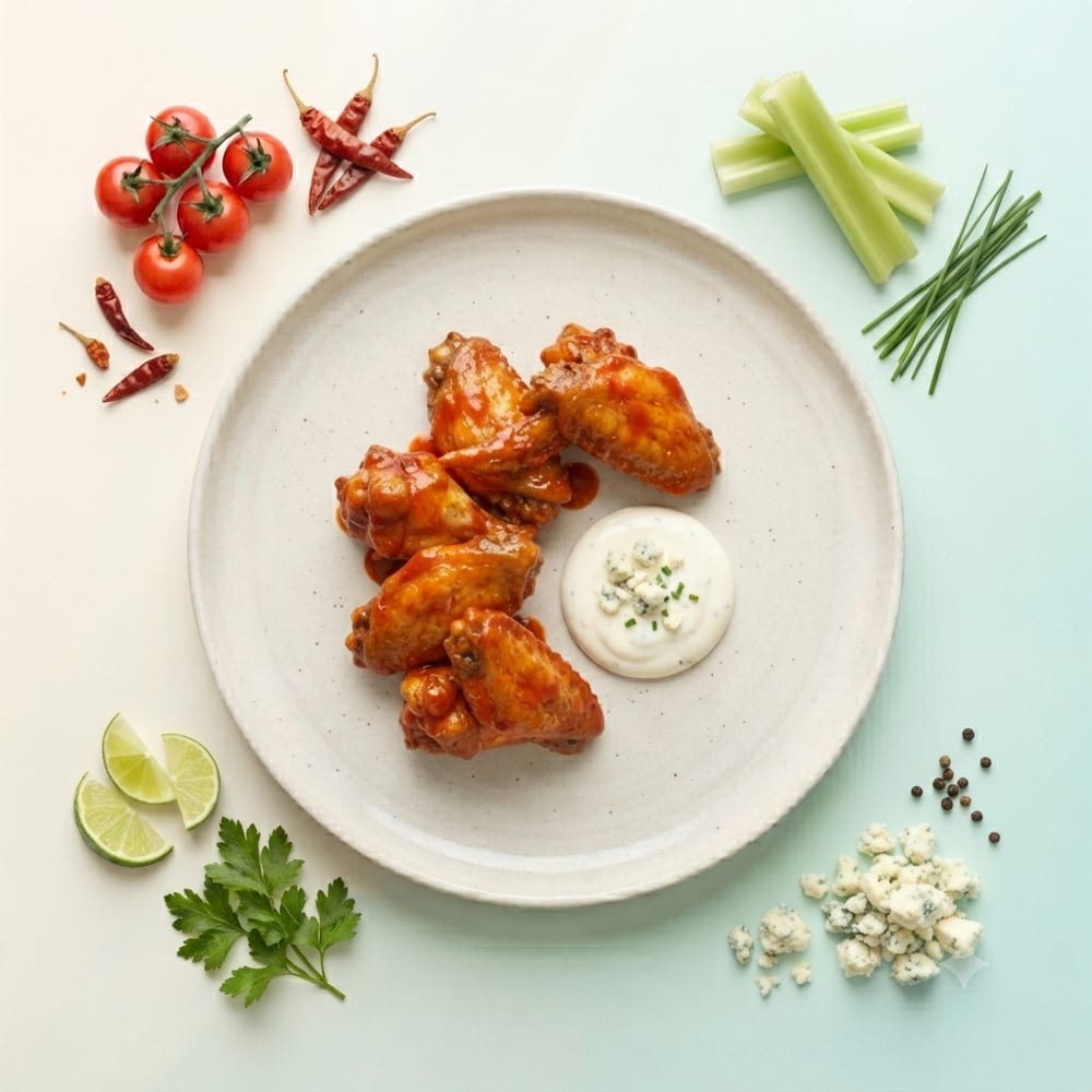 Buffalo Chicken Wings Glacées, Sauce au Bleu