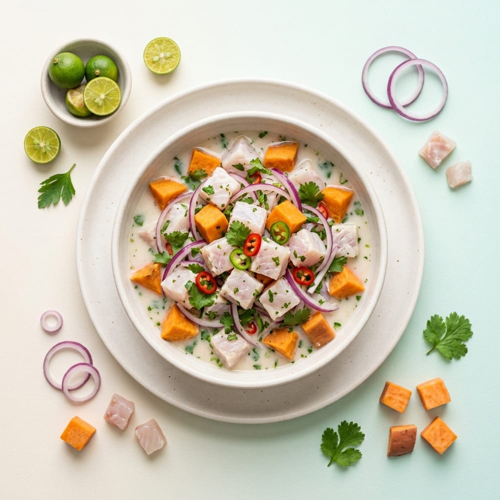 Ceviche de bar au lait de tigre et patate douce