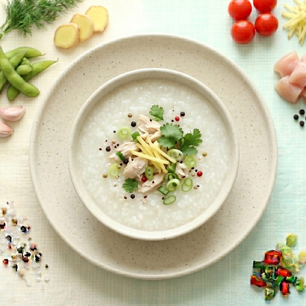 Congee de riz au poulet et gingembre