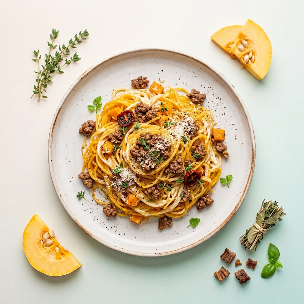 Courge spaghetti bolognaise au bœuf de pâturage