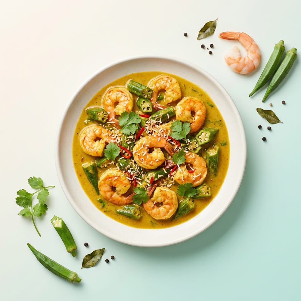 Curry de crevettes aux gombos et lait de coco