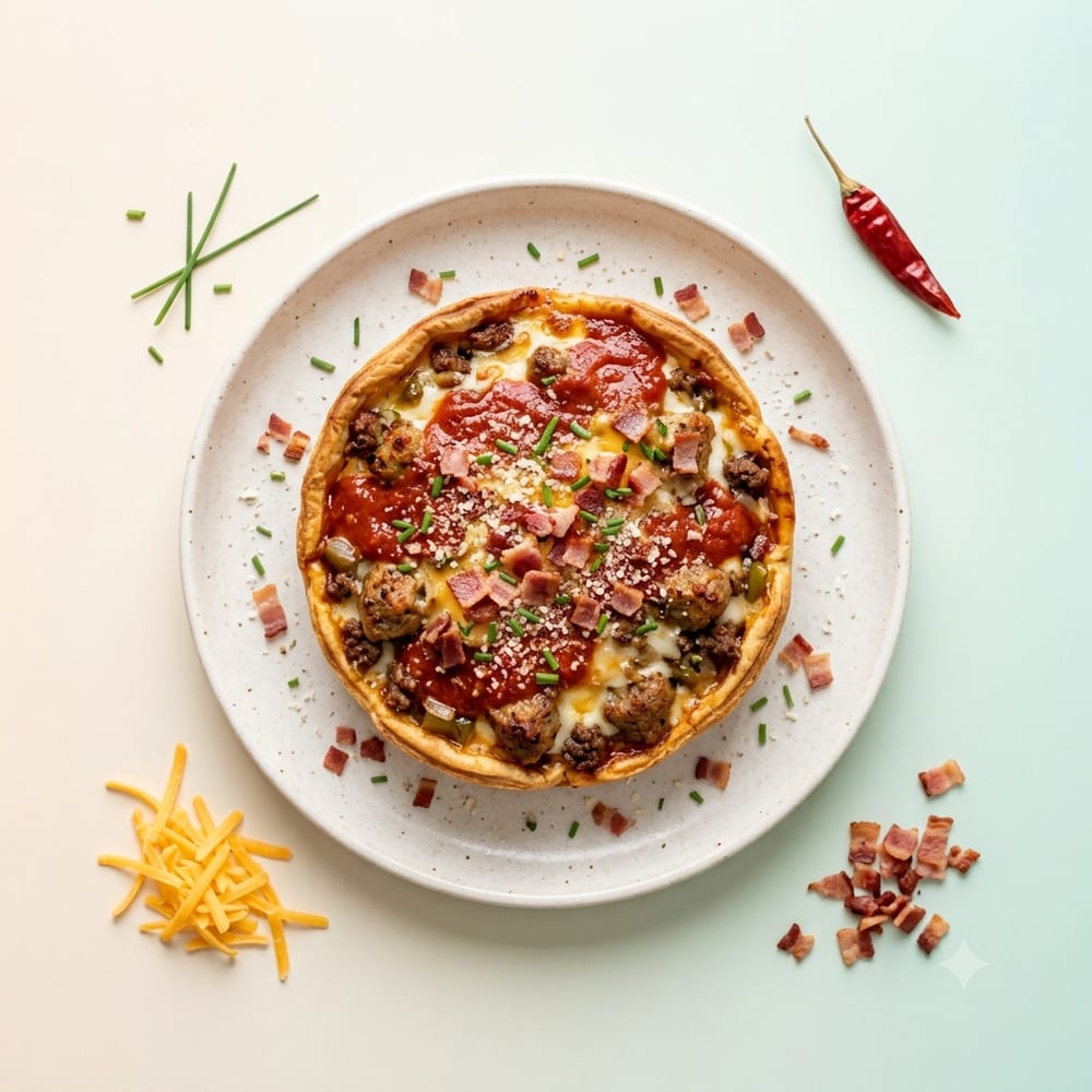 Deep Dish Pizza Style Chicago au Bœuf et Saucisse