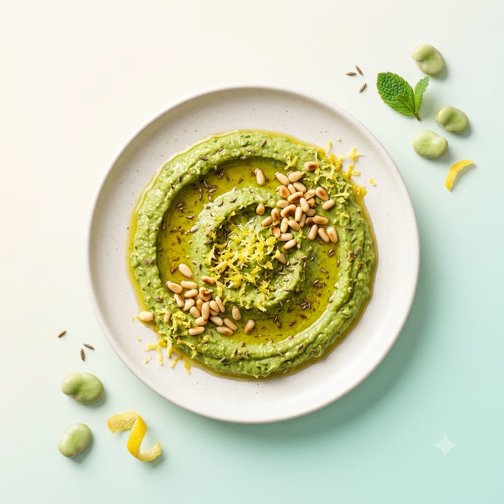 Dip de fèves au cumin et râpé de zeste de citron