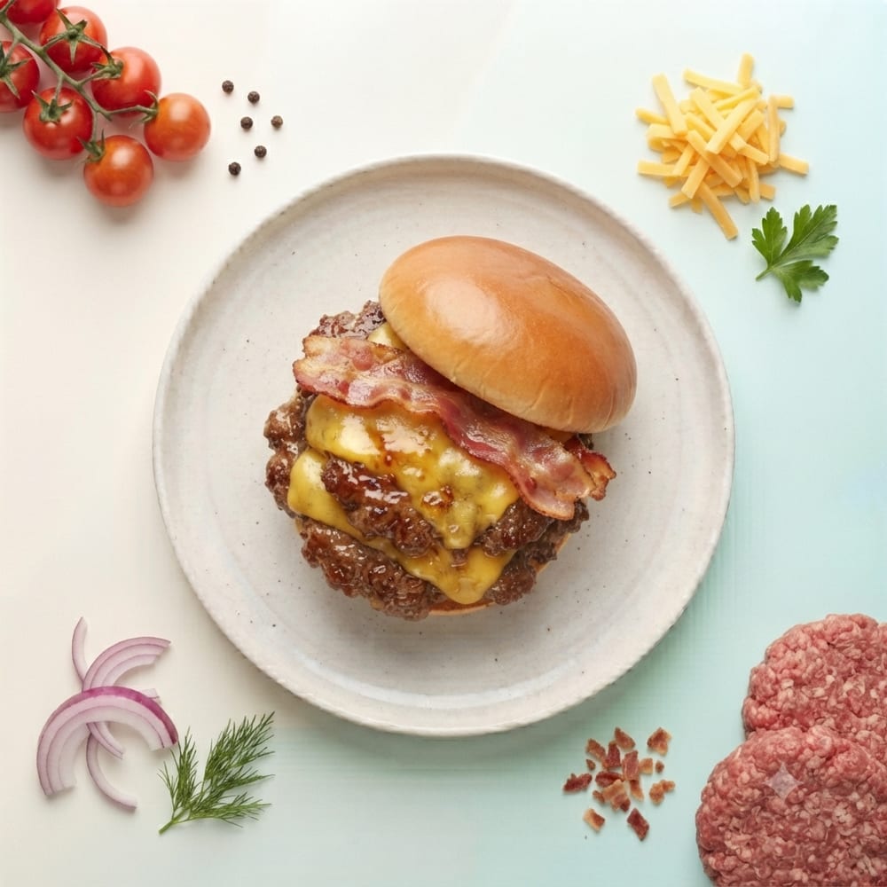 Double Smash Burger au Cheddar Fondu et Bacon Croustillant