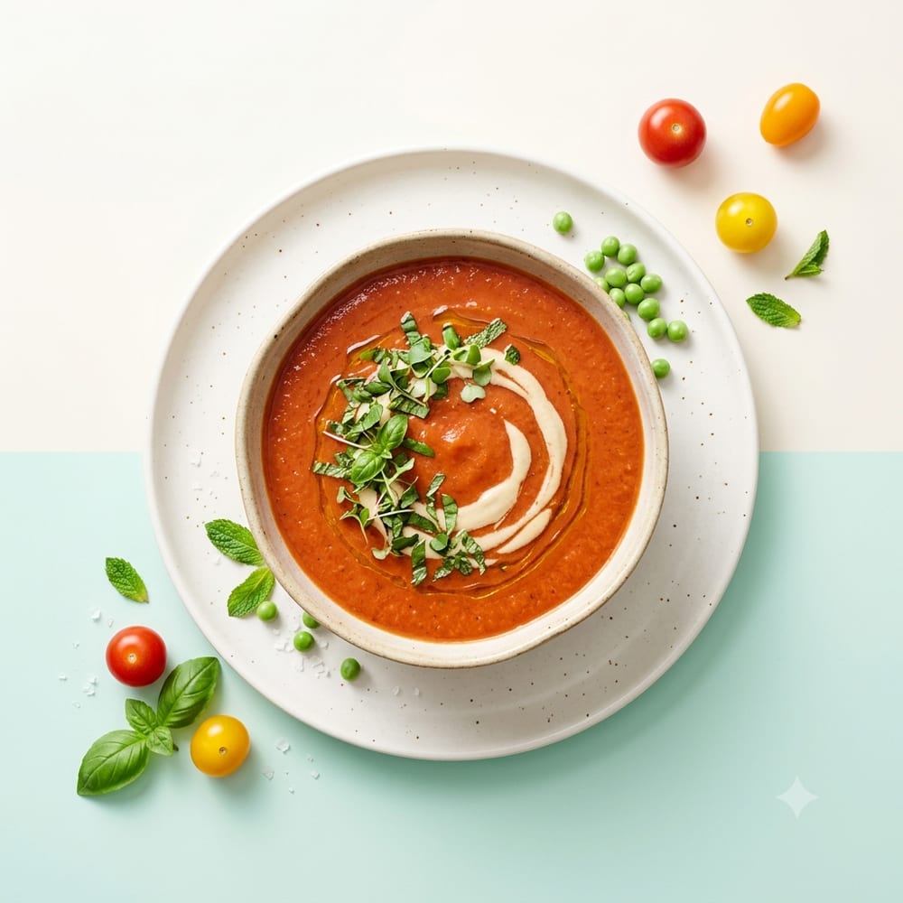 Gaspacho protéiné à la tomate et protéine de pois