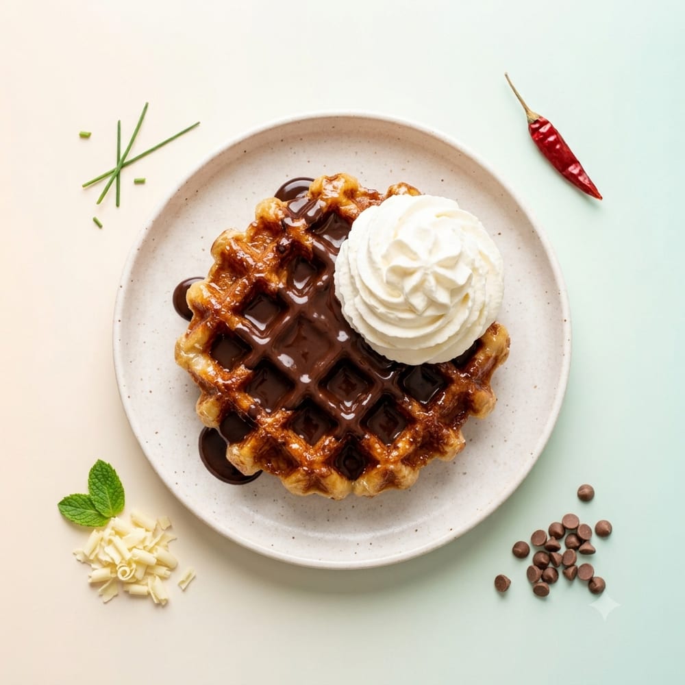 Gaufre Belge Croustillante au Chocolat Fondu et Chantilly