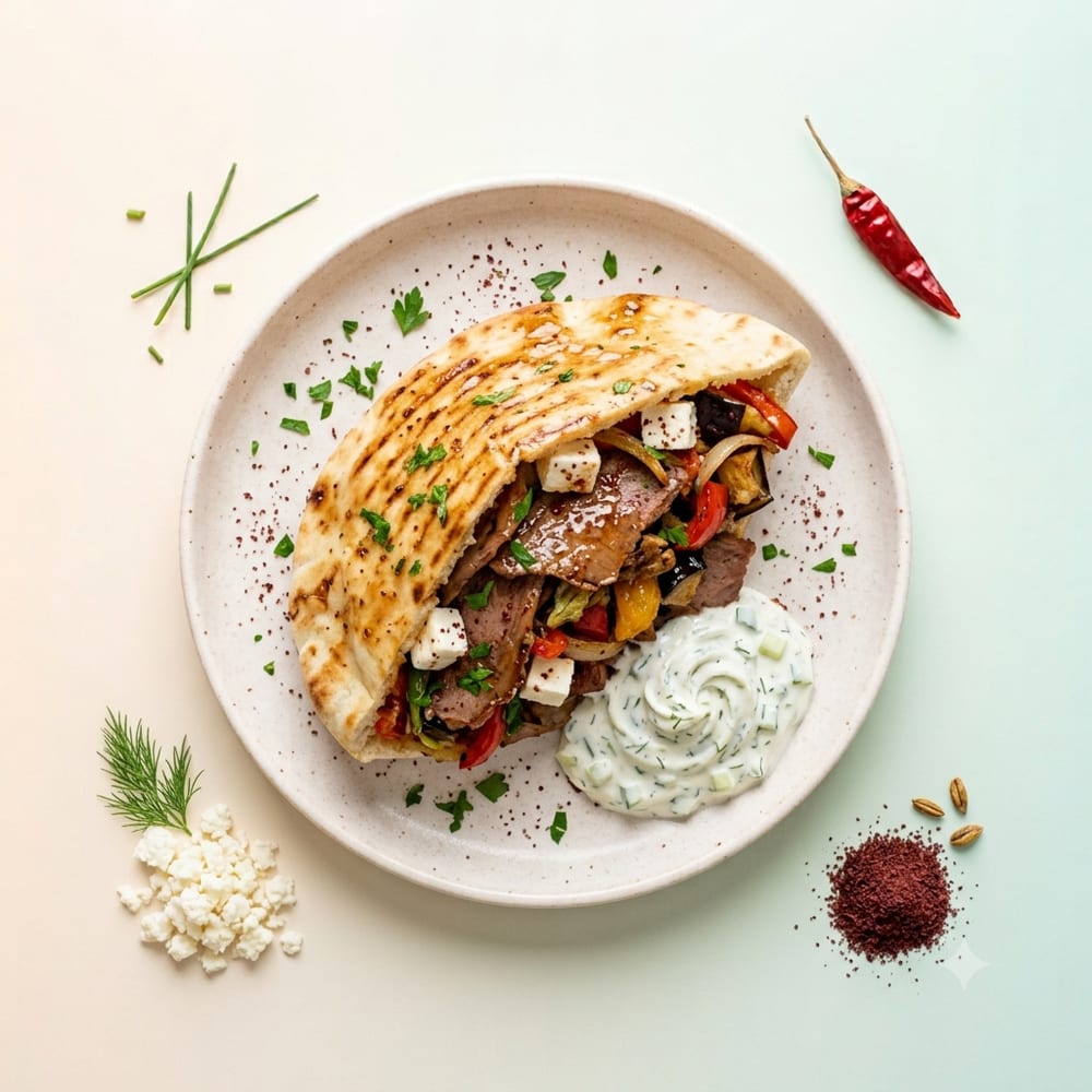Kebab Berliner Agneau, Féta et Légumes Frits