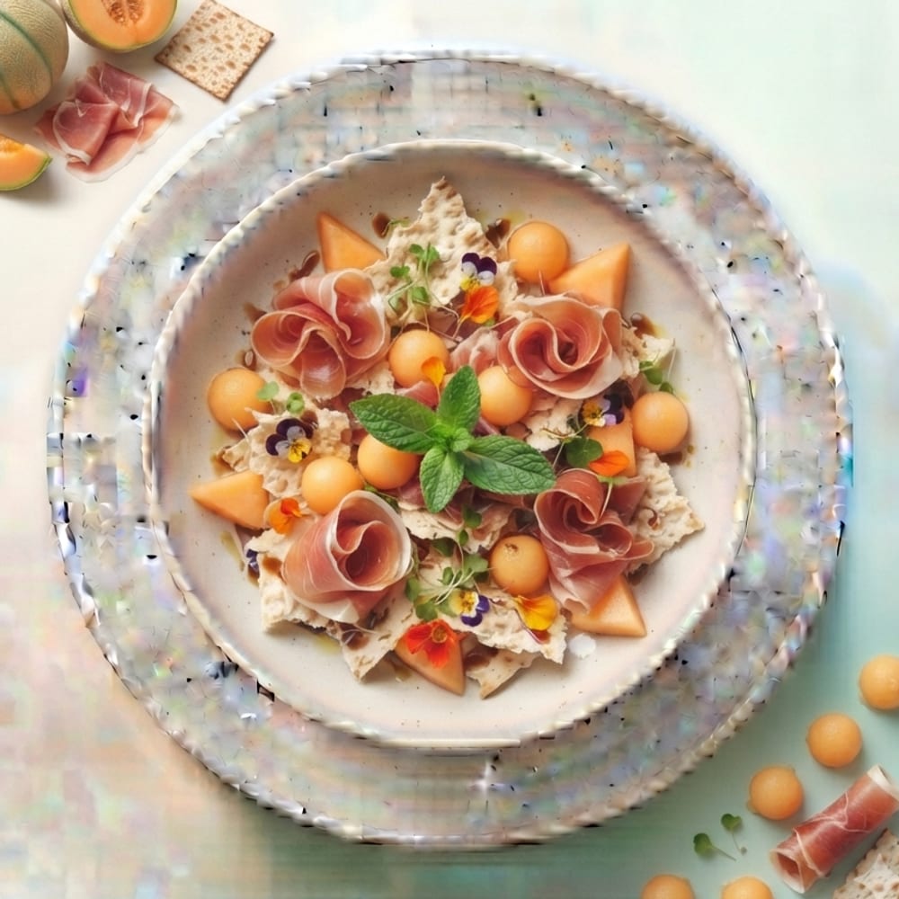Pain azyme au jambon de parme et melon