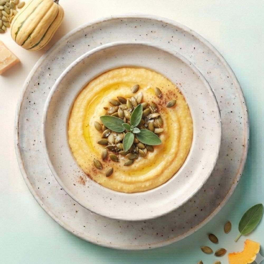 Polenta crémeuse aux graines de courge