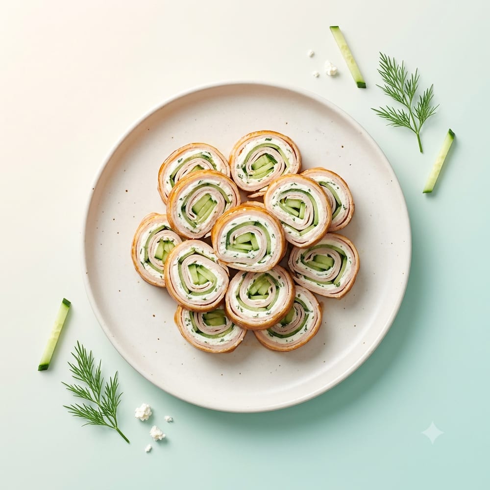 Roulé de dinde au fromage frais et concombre