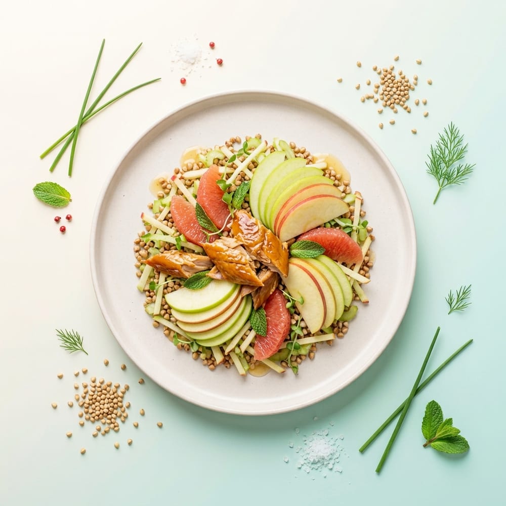 Salade croquante de sarrasin au maquereau fumé et pommes
