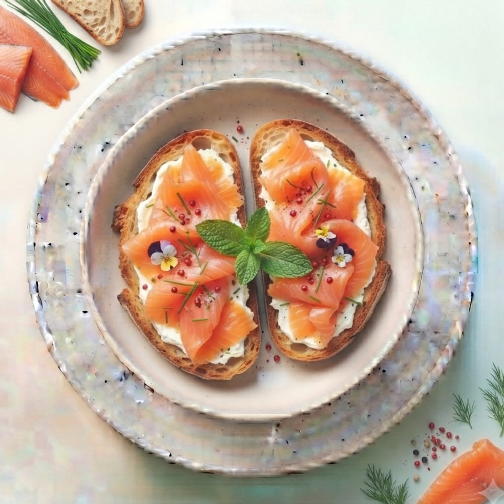 Tartine de pain croustillant à la truite fumée