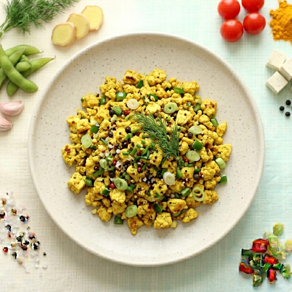 Tofu grillé façon brouillé au curcuma