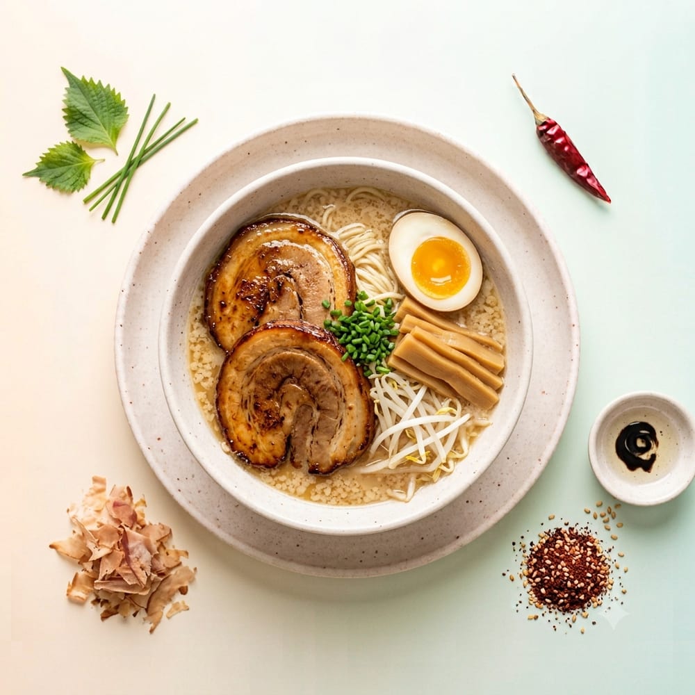 Tonkotsu Ramen Riche au Porc Chashu et Œuf Mollet
