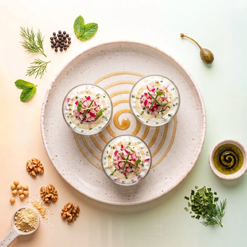 Verrine de cottage cheese au radis et ciboulette